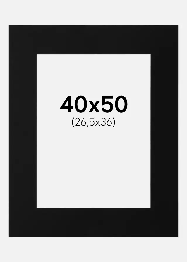 Passe-partout Noir Standard (noyau blanc) 40x50 cm (26,5x36)