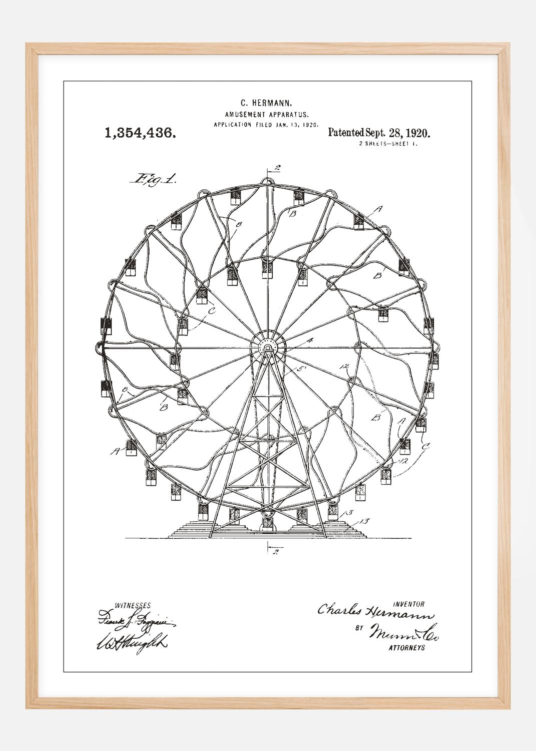 Product Image for Dessin de brevet - Grande roue - Blanc Poster (30x40 cm)