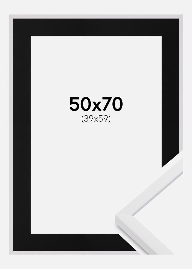 Cadre E-Line Blanc 50x70 cm - Passe-partout Noir 40x60 cm