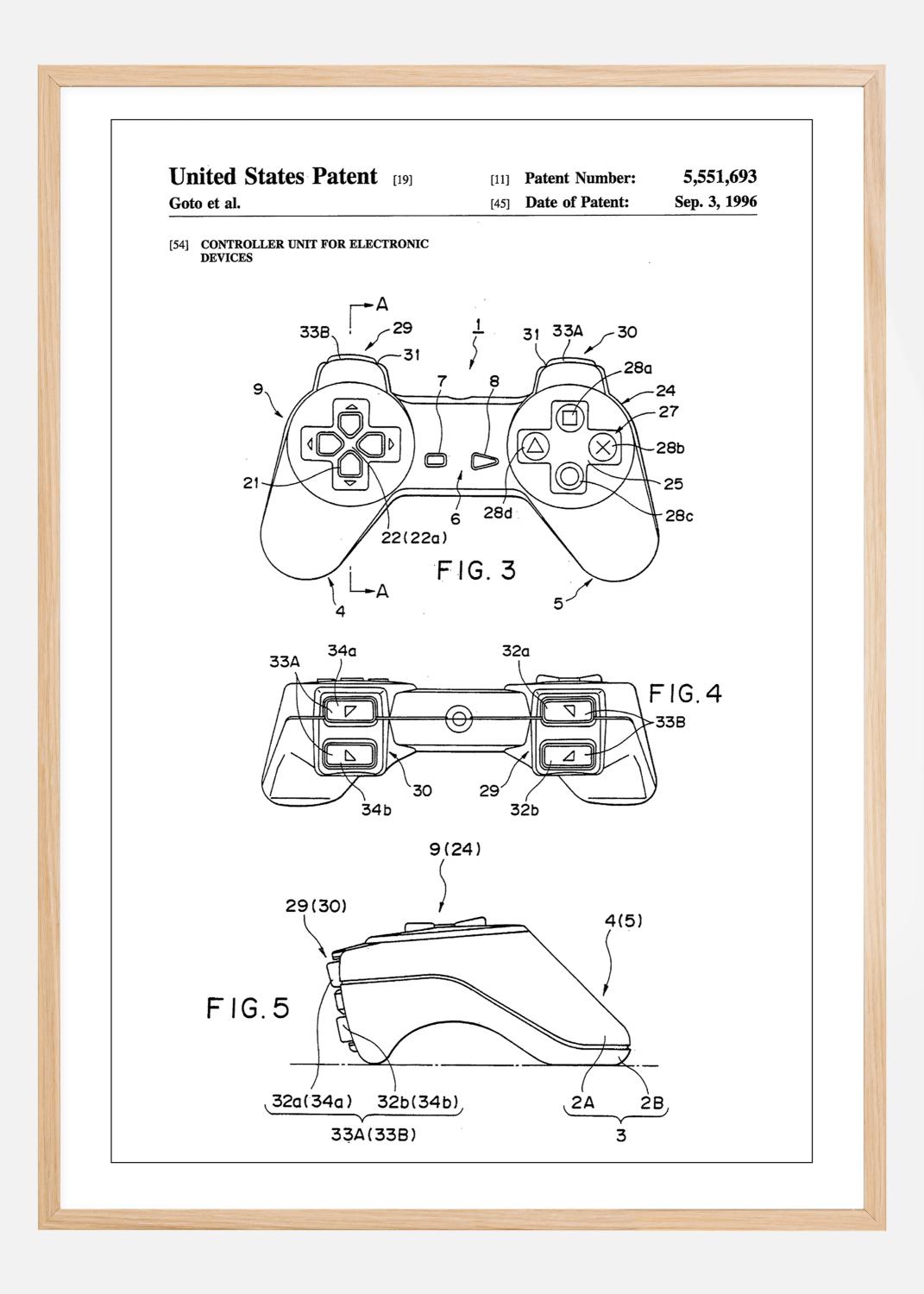 Product Image for Patent Print - Game Controller II - White Poster (21x29,7 cm (A4))