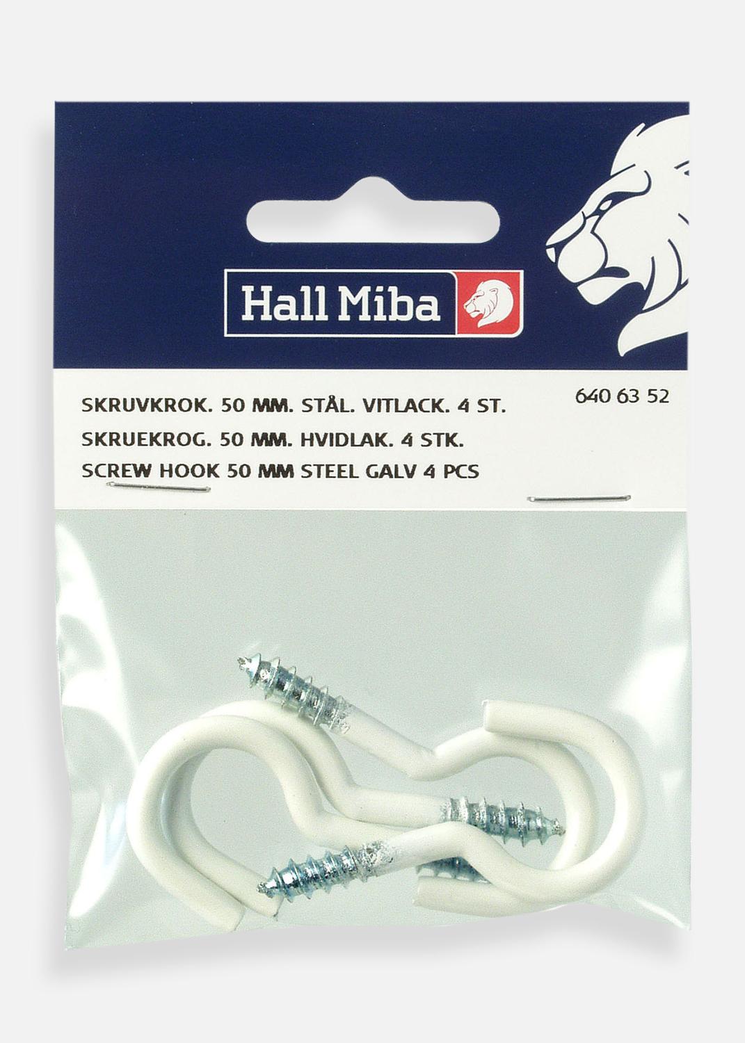 Product Image for Crochet à visser 50 mm acier blanc 4-p