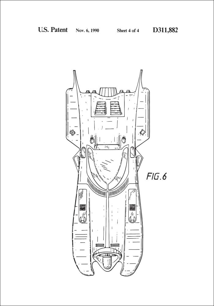 Dessin de brevet - Batman - Batmobile 1990 IIII Poster