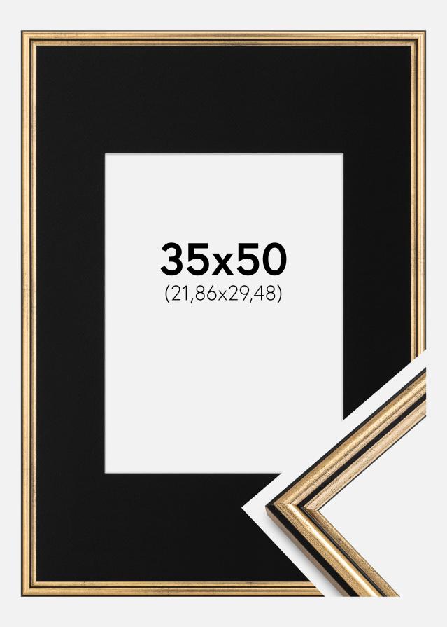 Cadre Horndal Or 35x50 cm - Passe-partout Noir 9x12 pouces