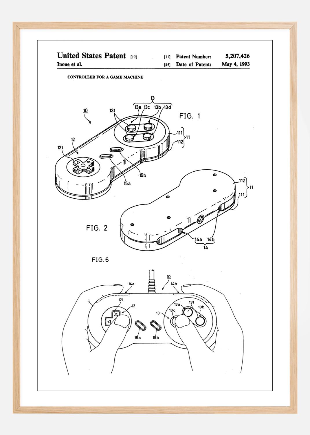 Product Image for Patent Print - Game Controller I - White Poster (21x29,7 cm (A4))