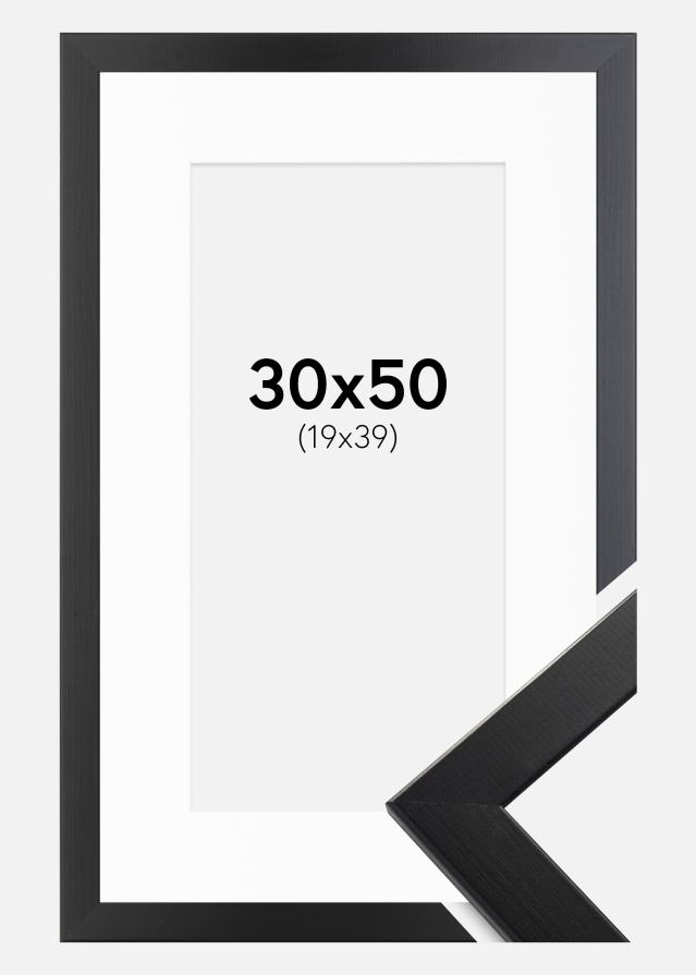 Cadre Trendline Noir 30x50 cm - Passe-partout Blanc 20x40 cm