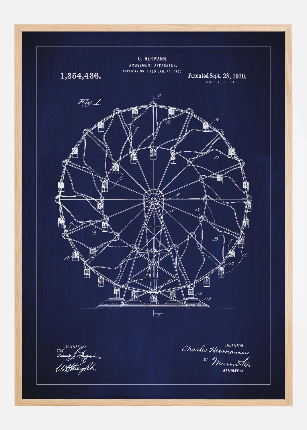 Product Image for Dessin de brevet - Grande roue - Bleu Poster (21x29,7 cm (A4))