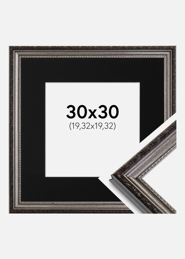 Cadre Abisko Argent 30x30 cm - Passe-partout Noir 8x8 pouces