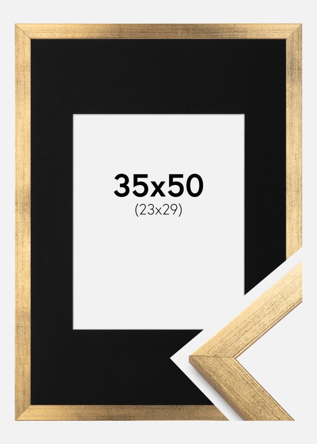 Cadre Stilren Or 35x50 cm - Passe-partout Noir 24x30 cm