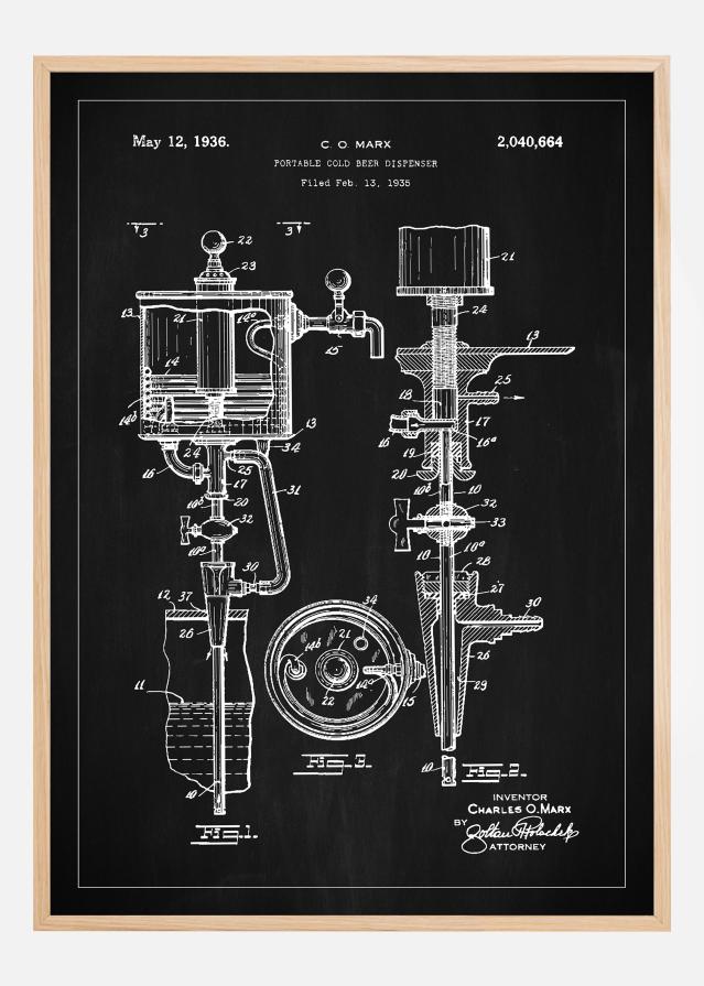 Patent Print - Portable Cold Beer Dispenser - Black Poster