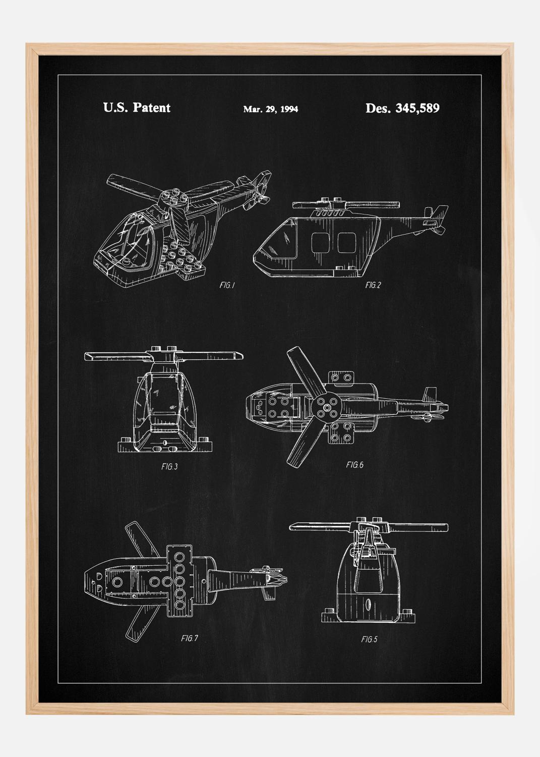 Product Image for Patent Print - Lego Helicopter - Black Poster (21x29,7 cm (A4))