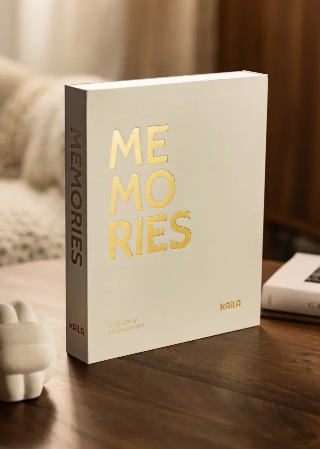 KAILA MEMORIES Cream - Coffee Table Photo Album (60 Pages Noires / 30 Feuilles)