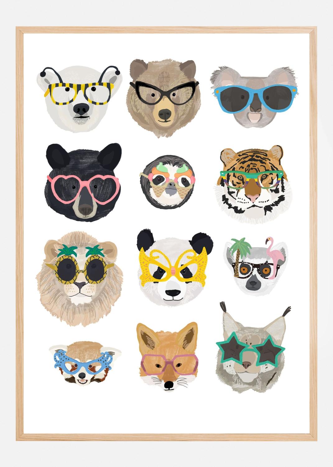 Product Image for Big Cats in glasses print Poster (21x29.7 cm (A4))