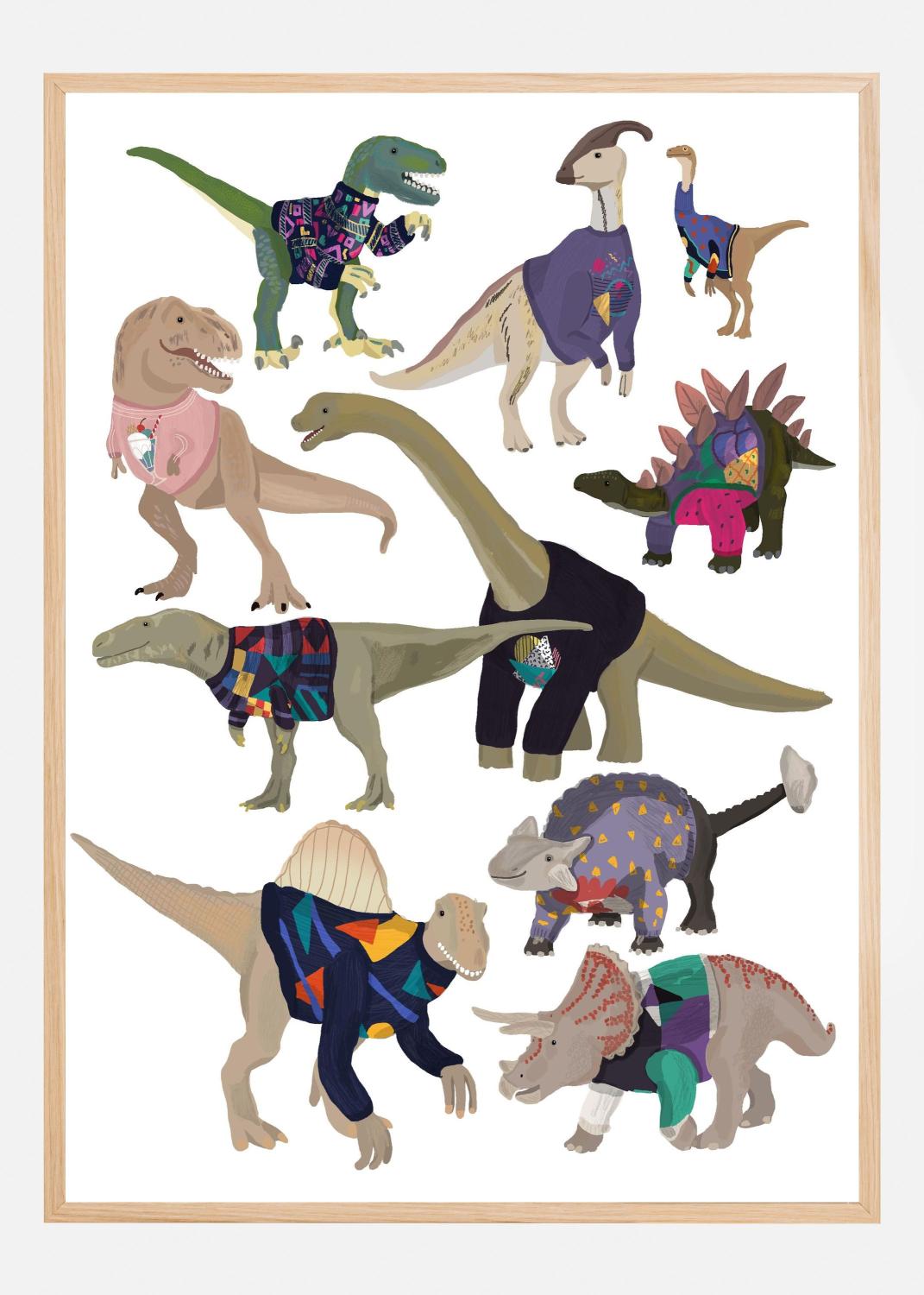 Product Image for Dinosaurs In 80s Jumpers Poster (100x140 cm)