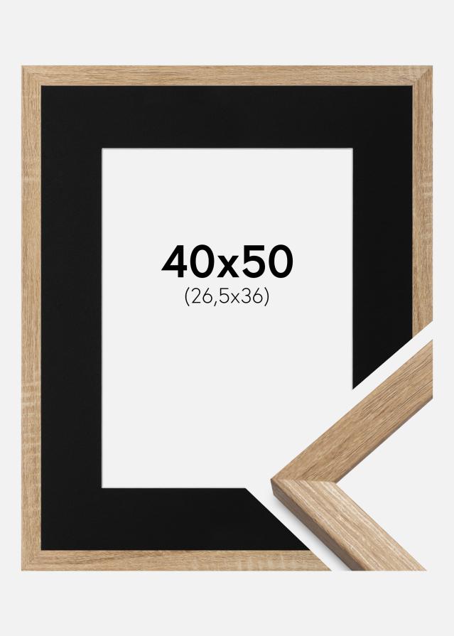 Cadre Fiorito Chêne Clair 40x50 cm - Passe-partout Noir 27,5x37 cm