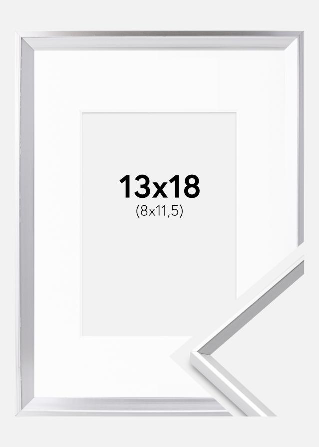 Cadre Desire Argent 13x18 cm - Passe-partout Blanc 9x12 cm