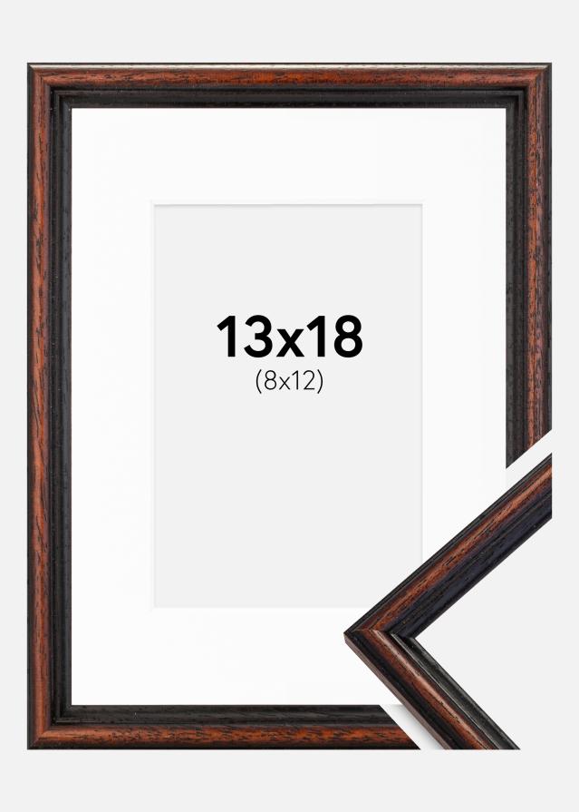 Cadre Horndal Noyer 13x18 cm - Passe-partout Blanc 9x13 cm