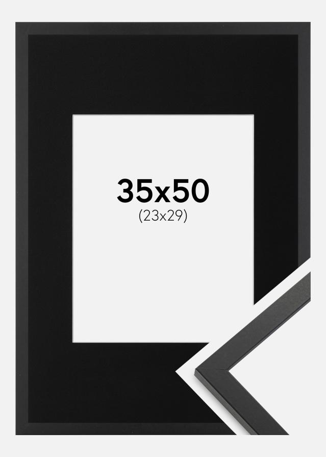 Cadre Trendy Noir 35x50 cm - Passe-partout Noir 24x30 cm