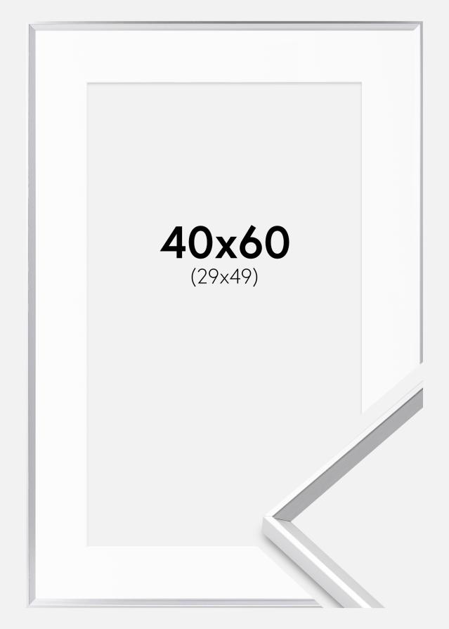 Cadre Desire Argent 40x60 cm - Passe-partout Blanc 30x50 cm