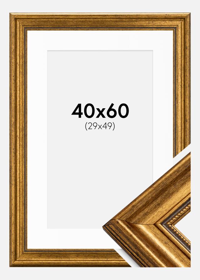 Cadre Rococo Or 40x60 cm - Passe-partout Blanc 30x50 cm