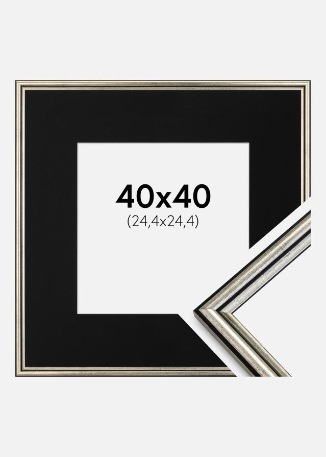 Cadre Horndal Argent 40x40 cm - Passe-partout Noir 10x10 pouces