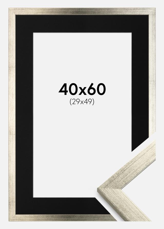 Cadre Stilren Argent 40x60 cm - Passe-partout Noir 30x50 cm