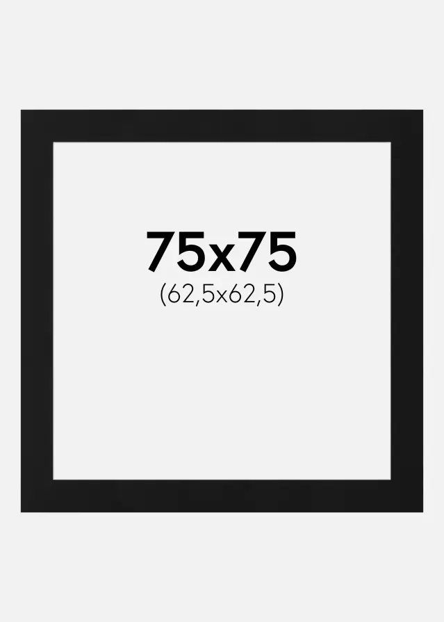 Passe-partout Noir Standard (noyau blanc) 75x75 cm (62,5x62,5)