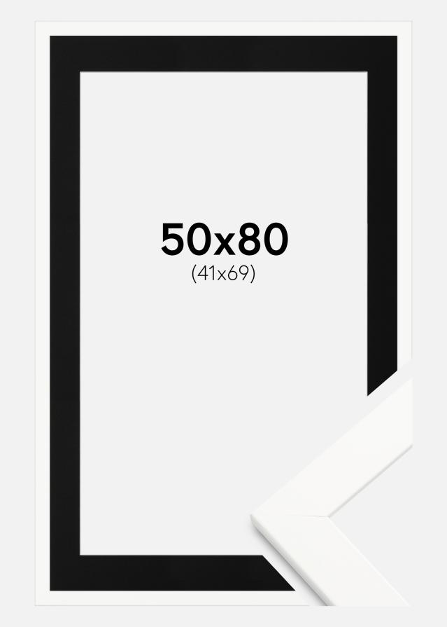 Cadre Trendline Blanc 50x80 cm - Passe-partout Noir 42x70 cm