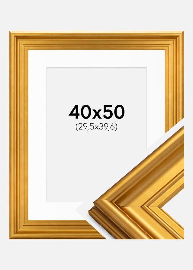 Cadre Mora Premium Or 40x50 cm - Passe-partout Blanc 12x16 inches