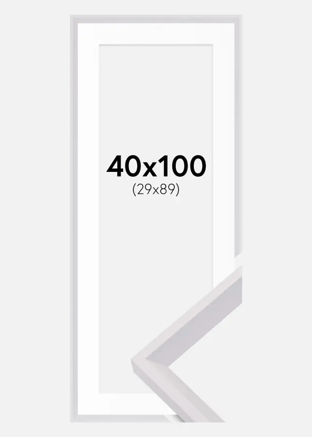 Cadre Globe Blanc 40x100 cm - Passe-partout Blanc 30x90 cm