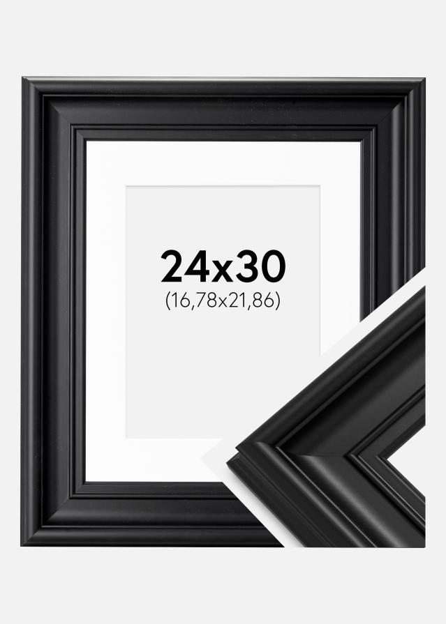 Cadre Mora Premium Noir 24x30 cm - Passe-partout Blanc 7x9 inches