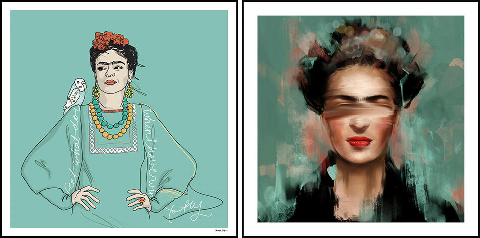 Deux posters de Frida Kahlo aux couleurs vertes