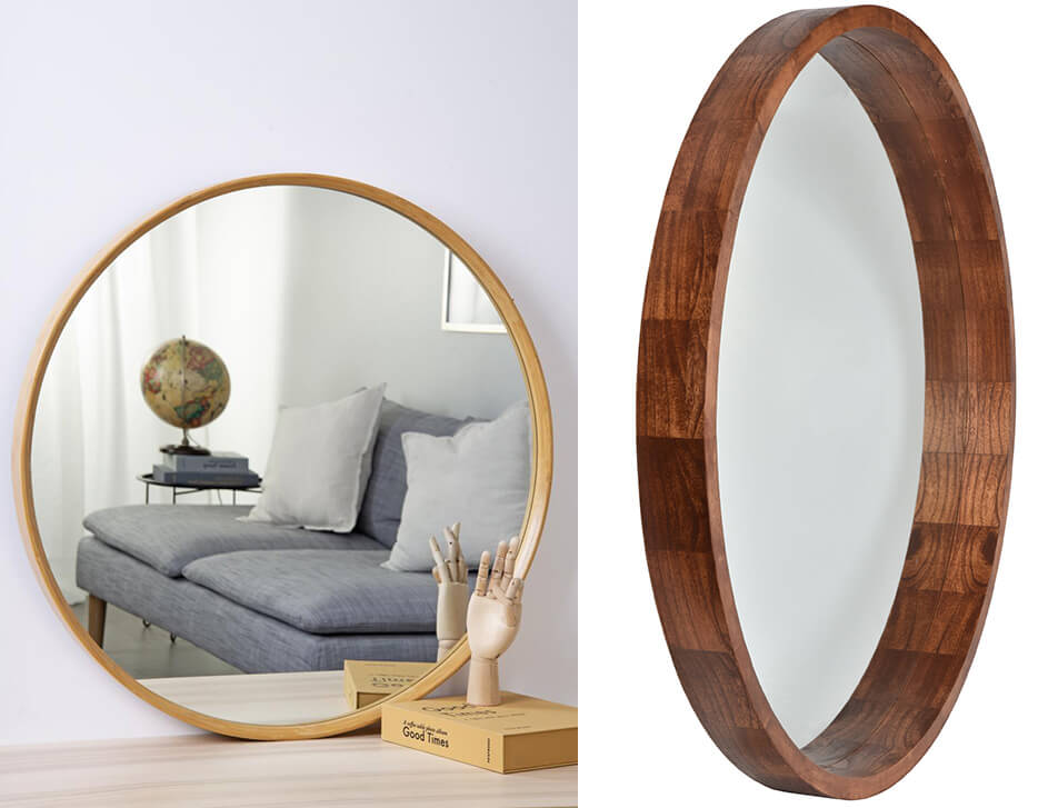 Miroirs ronds - miroir en bois - miroir en chêne