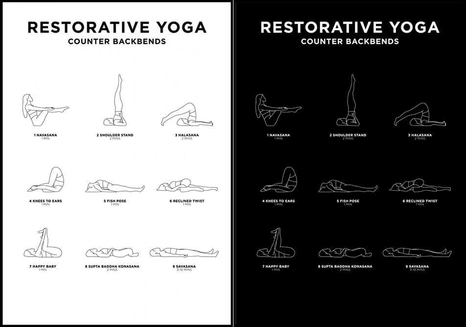 Posters de yoga en noir ou blanc - Restorative yoga